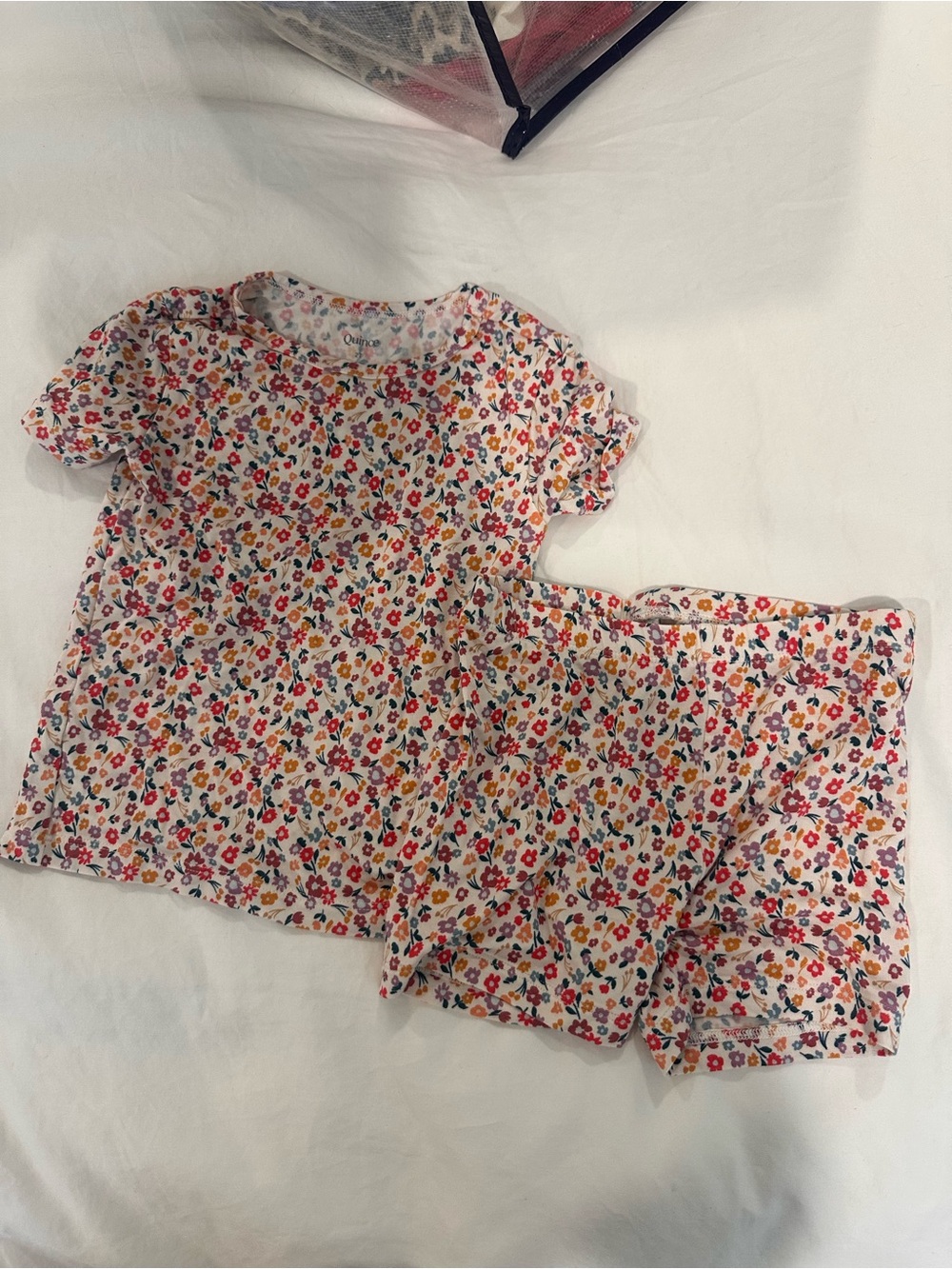 Quince Bamboo Short Sleeve and Shorts Pajama Set - Ditsy Floral 2T